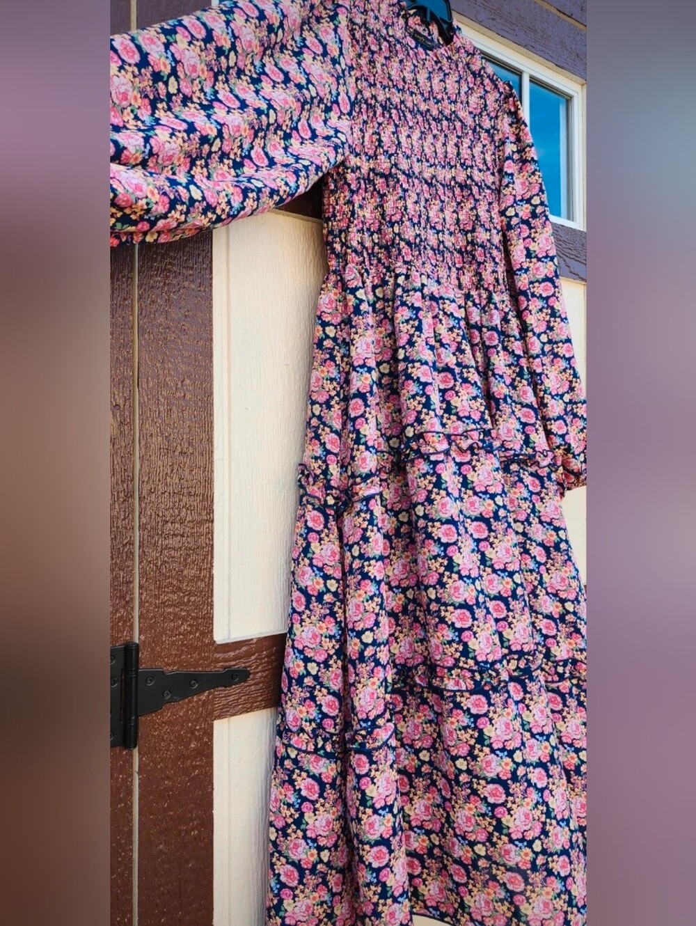 NEW!! Simply Southern Women's Pink Floral Tiered Midi Dress, NWT - Picture 5 of 6